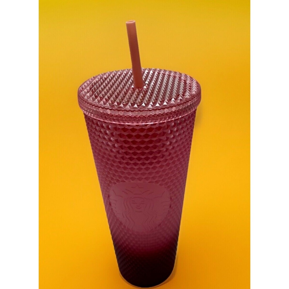 Starbucks 2022 Tumbler Cup Blush Pink Waxberry Ombre Gradient Studded 24oz Venti - Picture 4 of 10